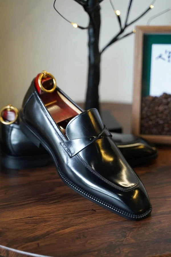 Bespoke Black Leather Slip-on Loafers Moccasin Casual Wear Shoe Men's Customize Business