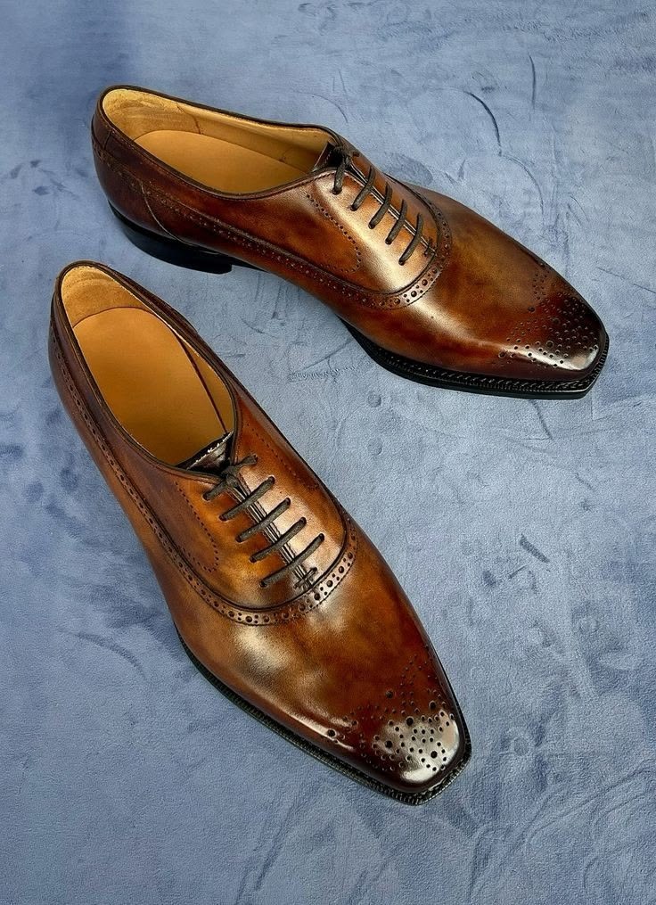 New Men's Handstitched Brown Color Leather Oxford Lace-Up Premium Quality Dress Shoes