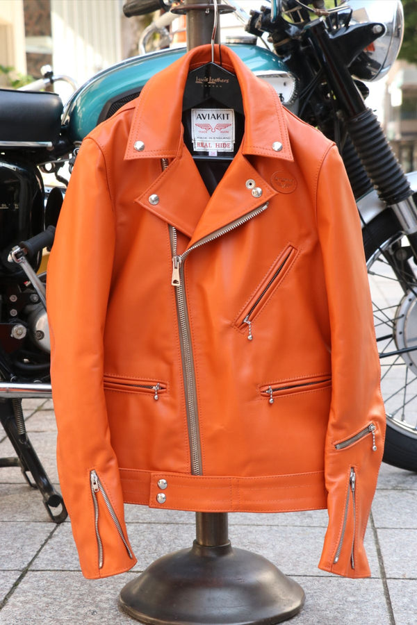 Handcrafted New Men's Orange Color Leather Biker, Zipper Trendy Jacket Men