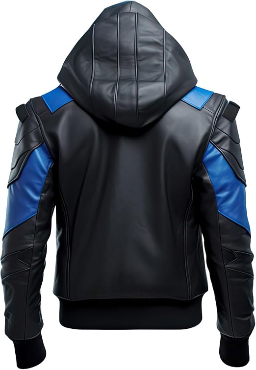 Custom Made Men's Blue, Black Leather Jacket Zipper Dress Formal Wear Biker Jacket