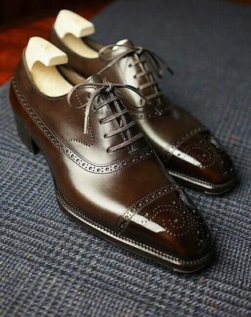 Bespoke Handcrafted Men's Brown Color Leather Oxford Formal Lace Up Wedding Shoes