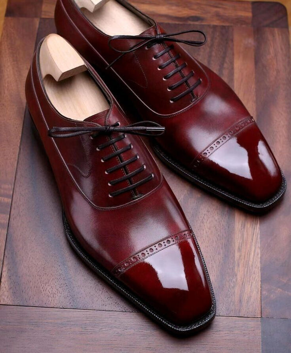 Bespoke Handmade Formal Leather Cap-toe Oxford Dress Shoes for Men Function & Party Shoe
