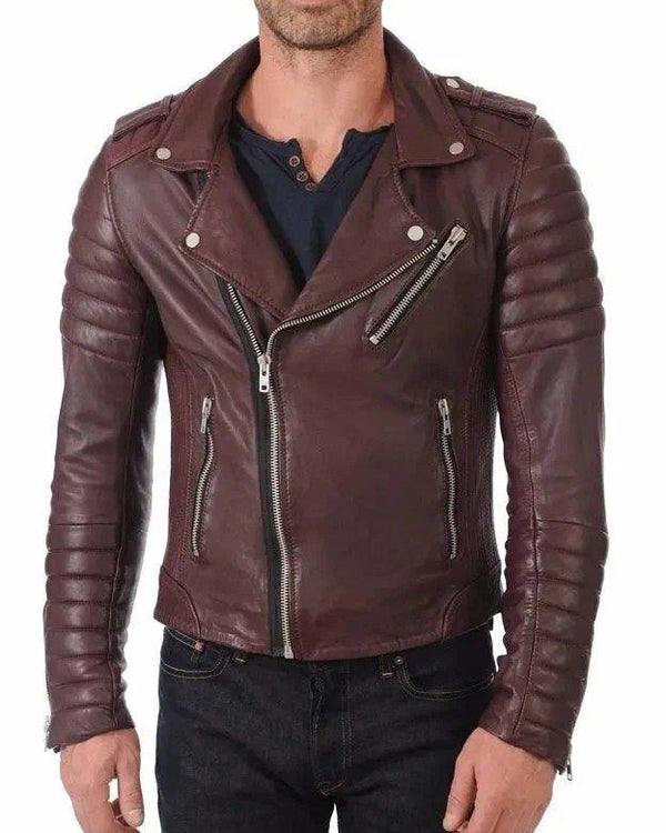 New Men's Handmade Brown Color Leather Zipper Button Formal Wear Jacket Men