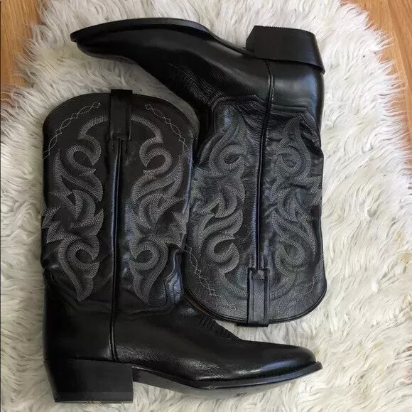 Custom Made Cowboy Black Leather Western Fashion Dress Handmade Boots Men