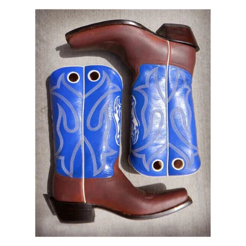 Custom Made Men's Cowboy Race Vet Brown and Blue Western Dress Casual Wear Boots Men (Copy)
