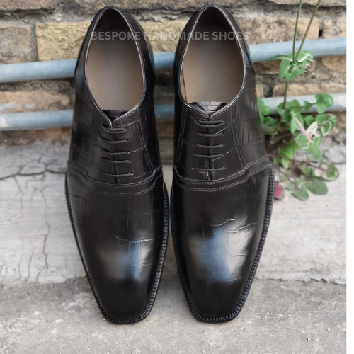 Read To Ship Men's Handmade Black Leather Oxford Lace Up Wholecut Lace Up Dress Formal Shoes