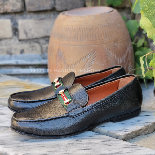 Ready To Ship Bespoke Men's Handmade Black Color Leather Oxford Slip On Moccasin Loafer Style Shoes Men