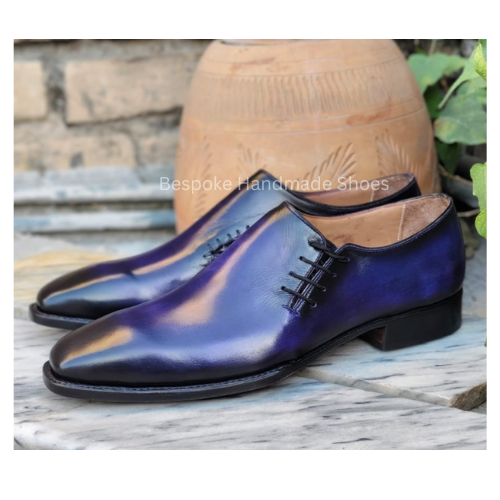 New Custom Made Men's  Purple Color Leather Lace-Up Customize shoes, Leather sole Formal Wear Dress Men's Shoes For Party and Wedding