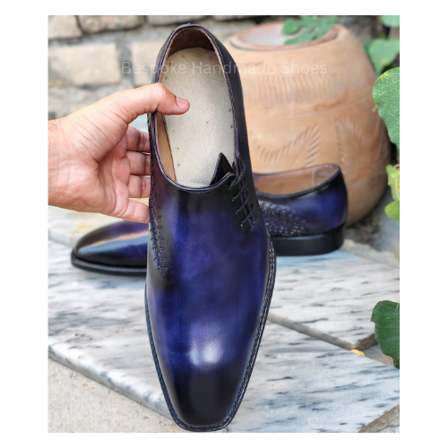 New Custom Made Men's  Purple Color Leather Lace-Up Customize shoes, Leather sole Formal Wear Dress Men's Shoes For Party and Wedding