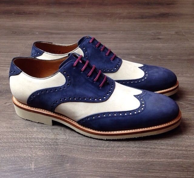 Bespoke Handmade Two Tone Oxford Leather Lace Up Vibram Sole Formal Wedding Shoe