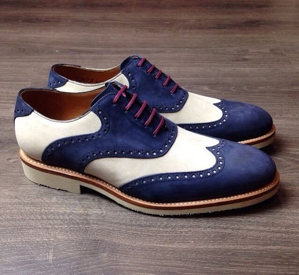 Bespoke Handmade Two Tone Oxford Leather Lace Up Vibram Sole Formal Wedding Shoe