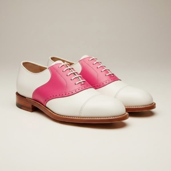 Bespoke Men's Handmade Two Tone Leather Cap-Toe Formal Lace Up Party Wear Shoes