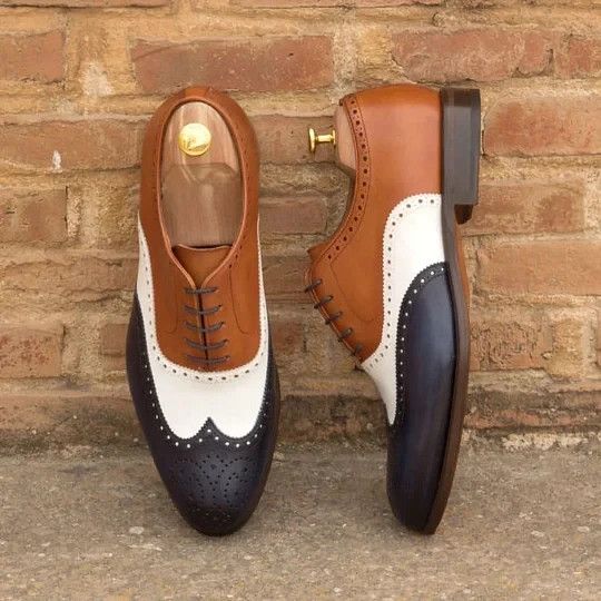Brand New Hand Crafted Men's new style business Three Tone brogue Gift shoes