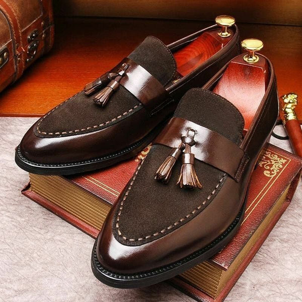 Bespoke Brand New Hand Crafted Stylish Brown Leather and Suede loafers for Men's Shoes