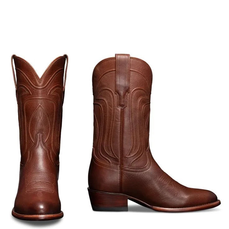 Premium Quality Men's Handmade Brown Leather Western Dress Formal Boots Men