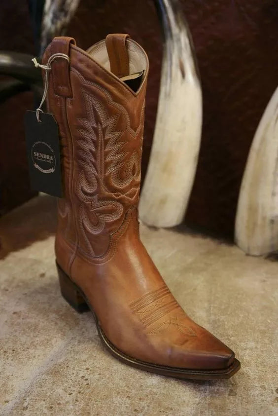 Bespoke Men's Handmade Brown Color Leather Western Dress and Formal Boots Men
