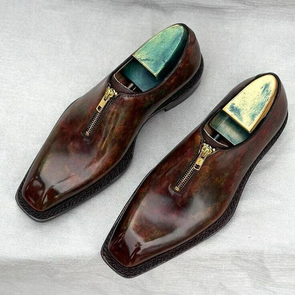 Bespoke Handcrafted Wholecut Brown Leather Oxford Dress Shoes Wedding Shoe for Men's