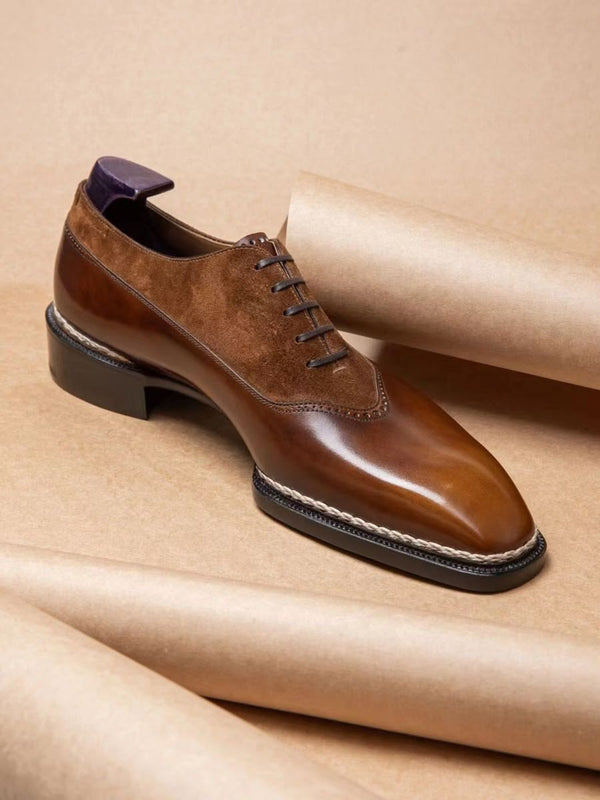 Bespoke New Men's Brown Color Leather Oxford Formal Dress Lace Up Wedding Shoes