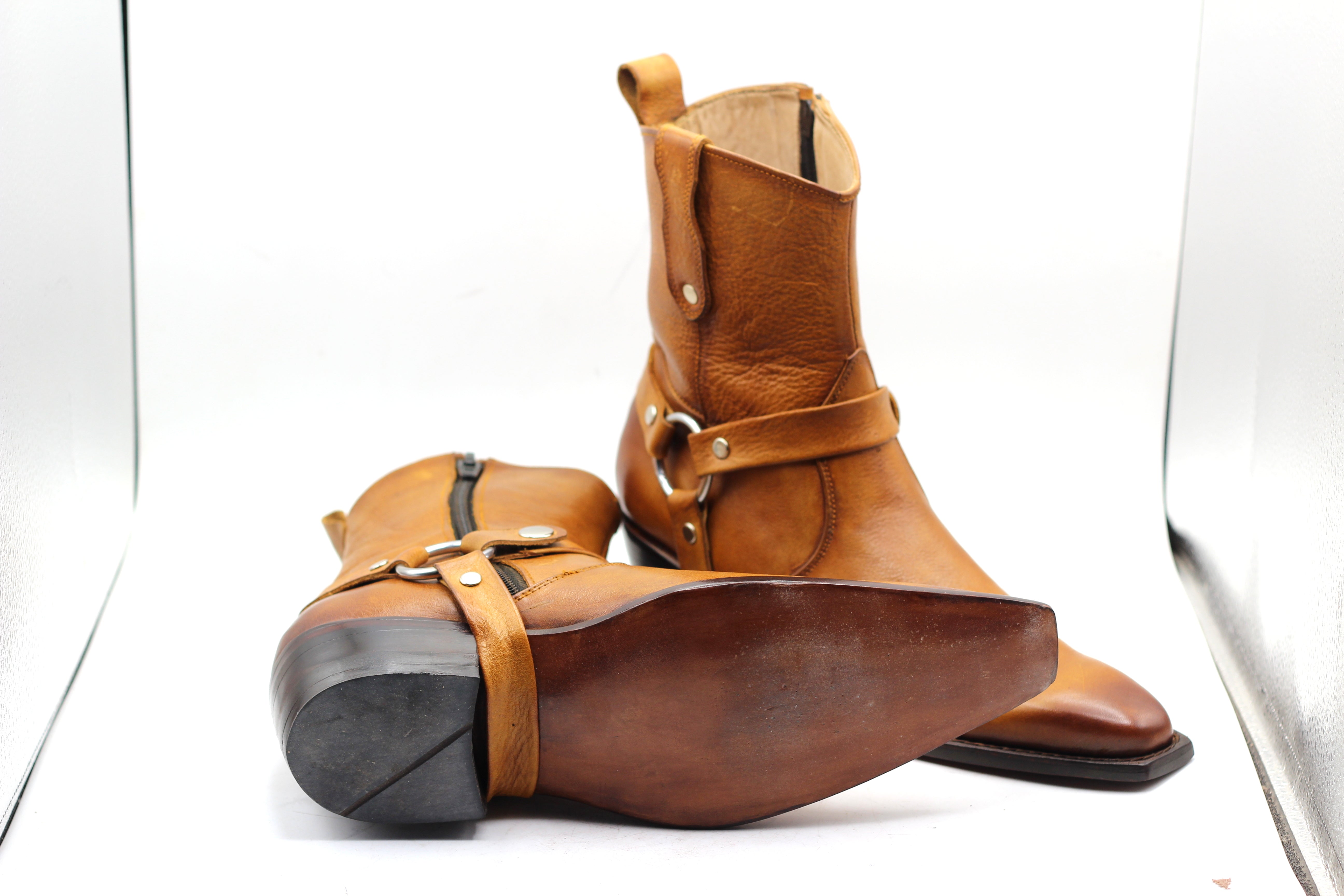 High Ankle Whole Cut Single Monk Strap Boot