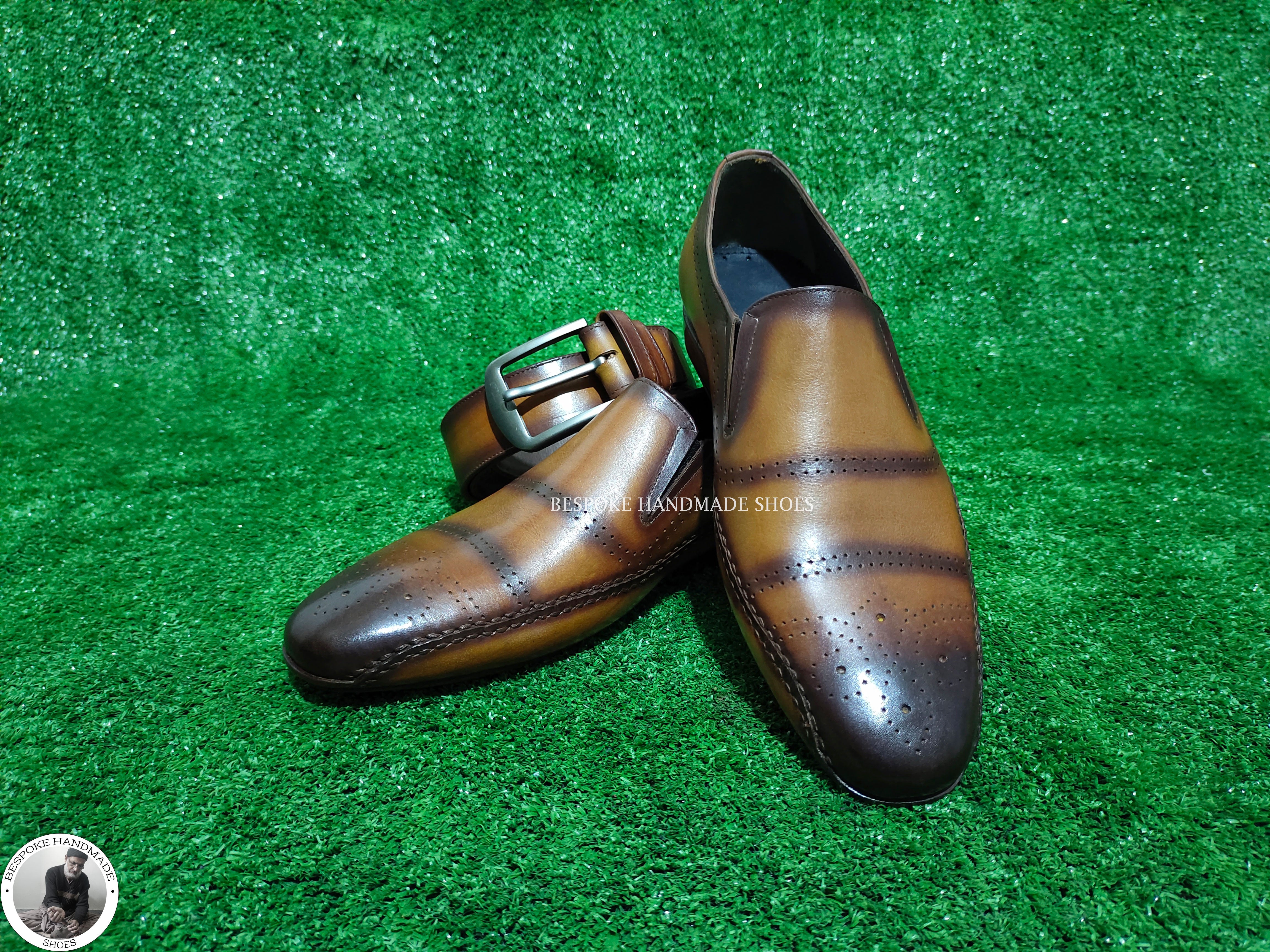 Men's Premium Quality Two Tone Toe Cap Brogue Top Fashion Dress Shoes