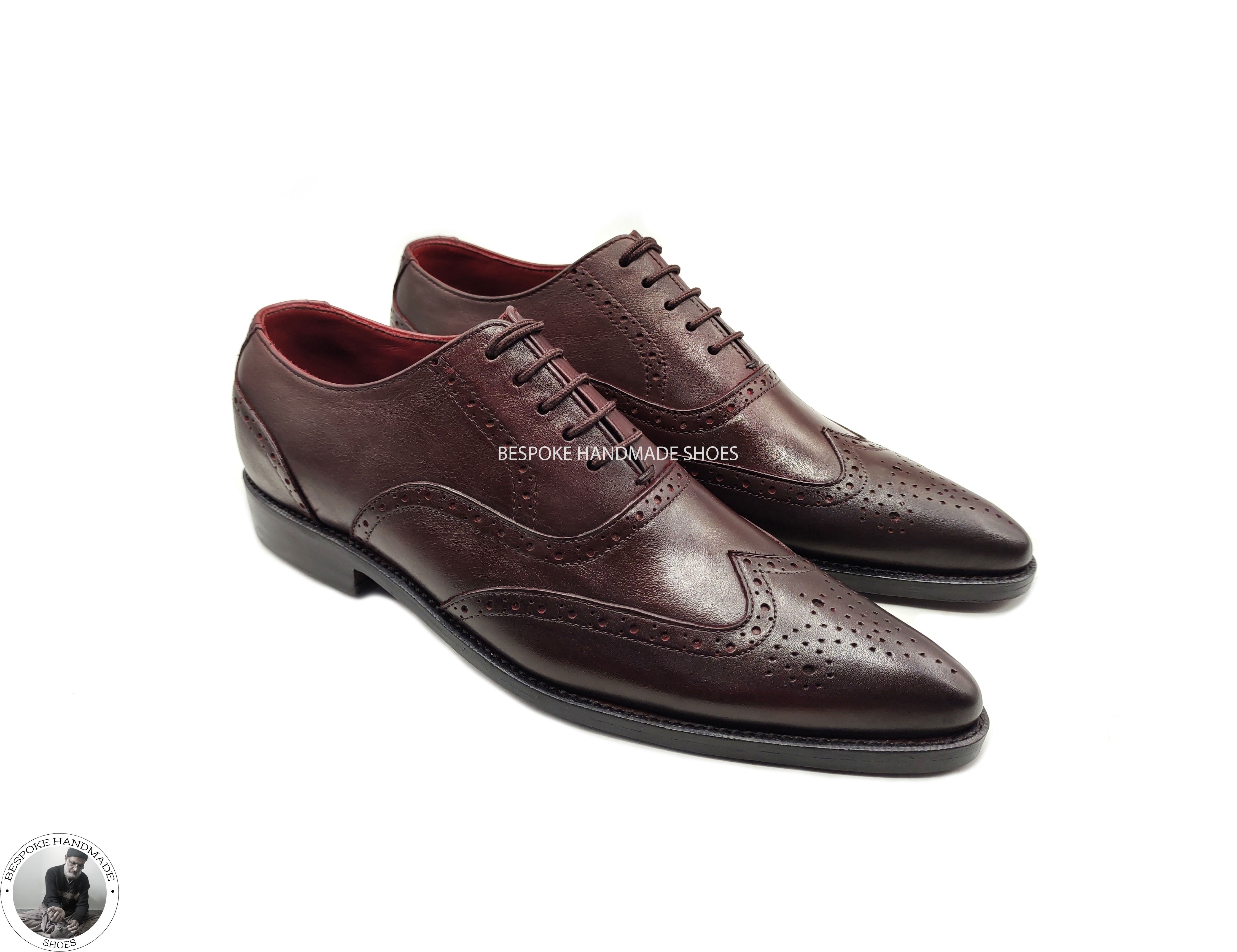 Handmade Dress Shoe, Brown Leather Loafer Slip on Leather Tassels Fringes Men Shoes