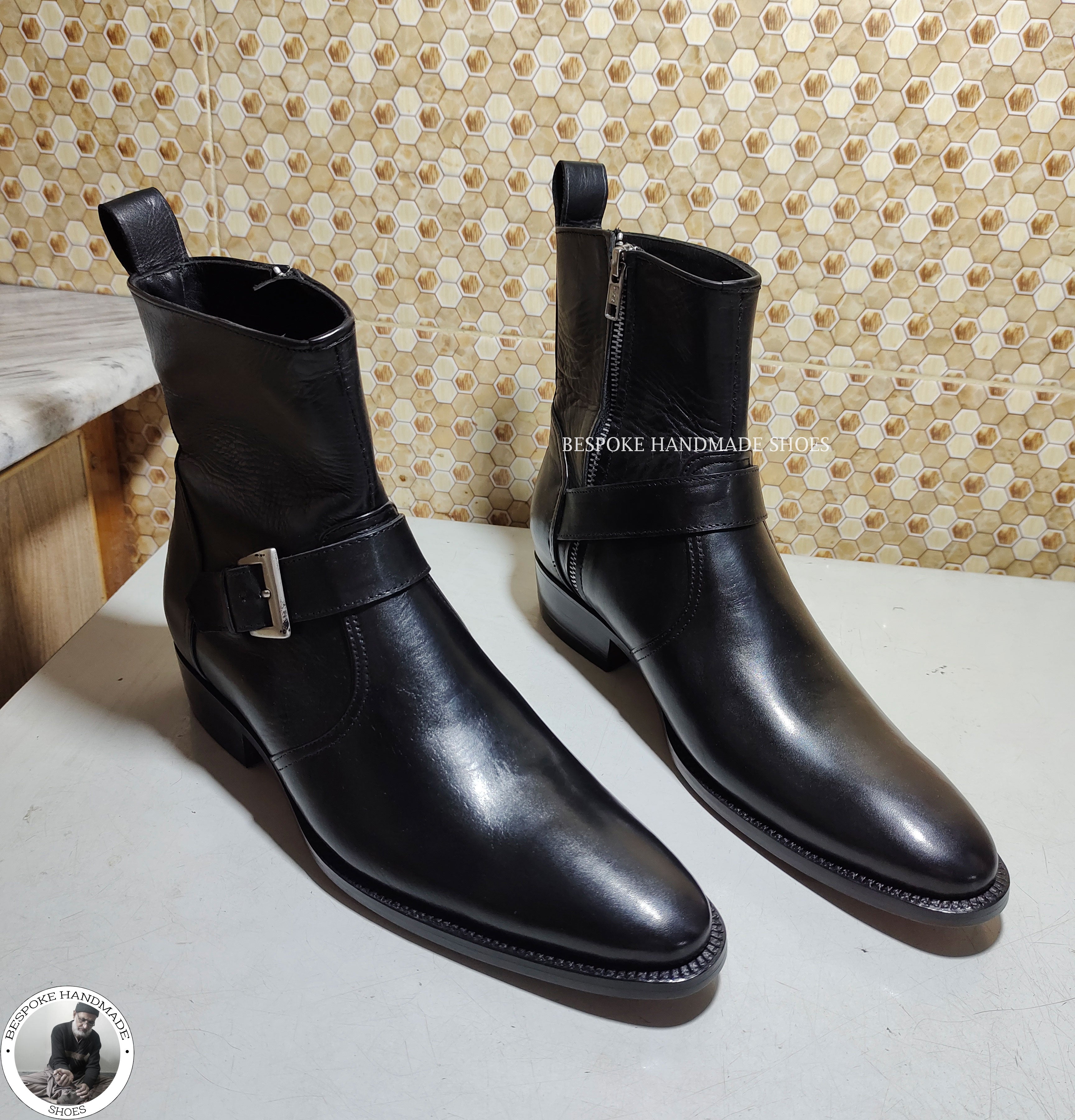 High Ankle Whole Cut Single Monk Strap Boot