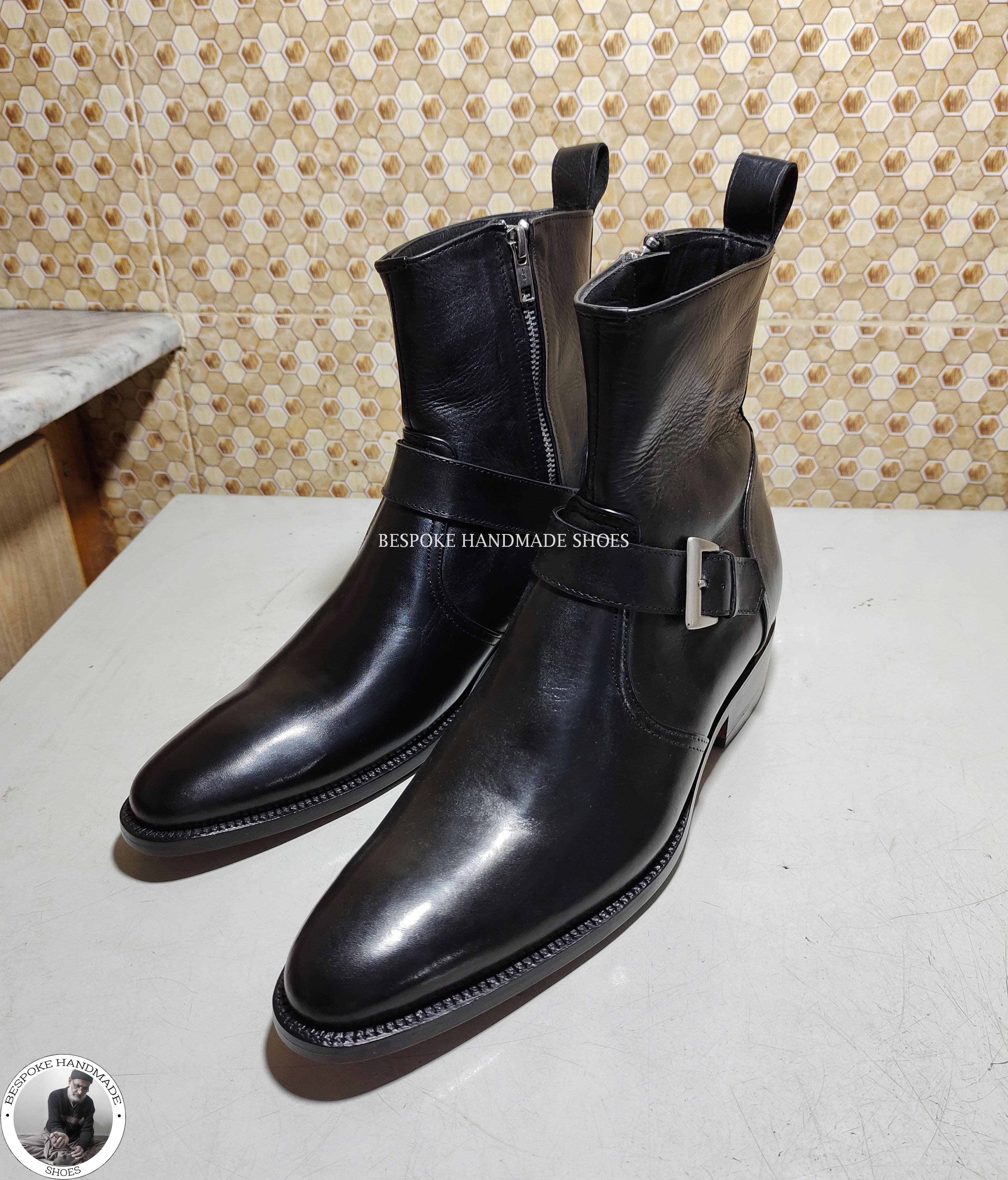 High Ankle Whole Cut Single Monk Strap Boot