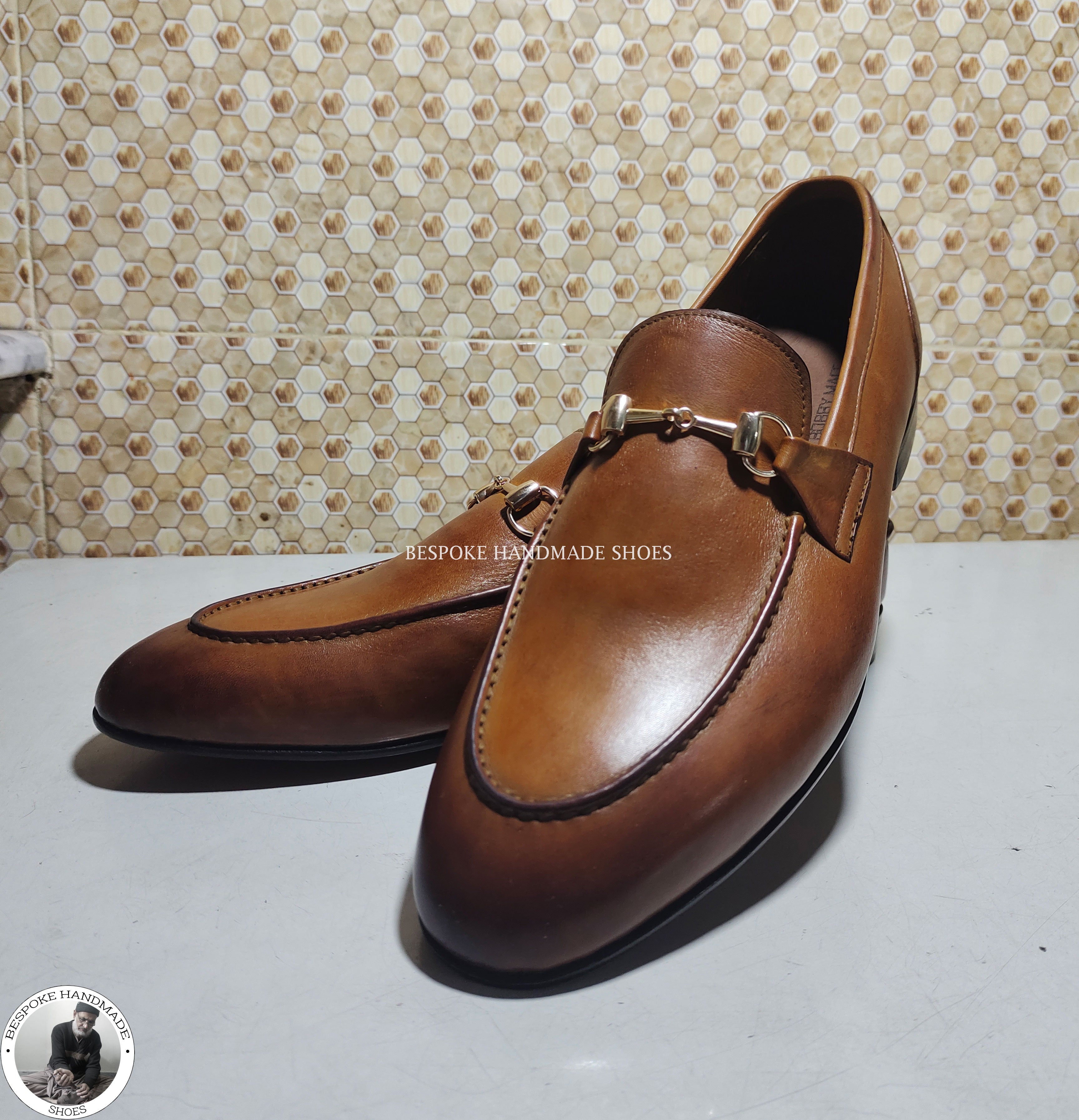 Men Handmade Pure Brown Leather Shoe, Slip On Buckle Loafer Dress/Formal Shoes For Men's