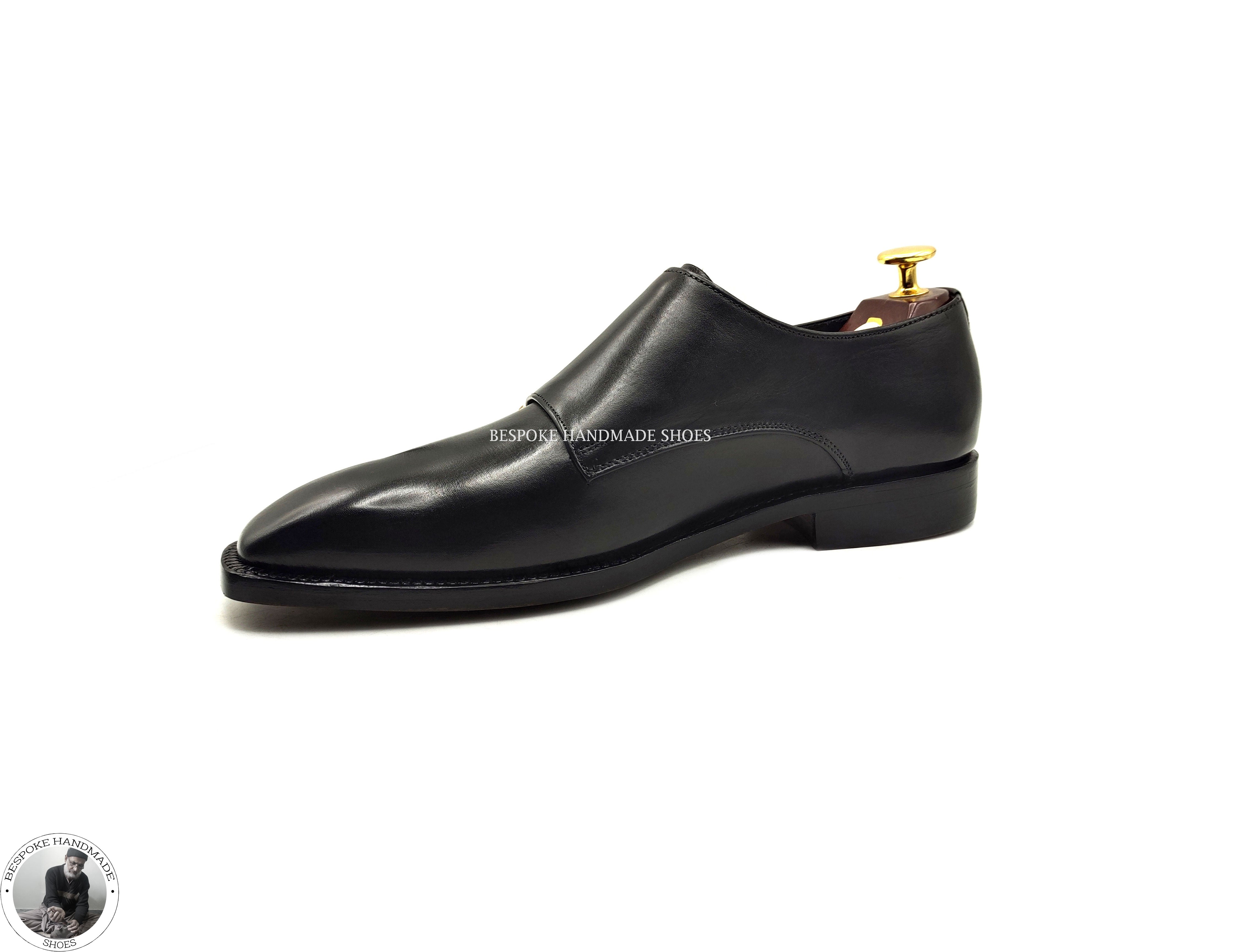 Handmade Bespoke Genuine Black Leather Double Monk Strap Wholecut Casual Shoes For Men'sHandmade Bespoke Genuine Black Leather Double Monk Strap Wholecut Casual Shoes For Men's