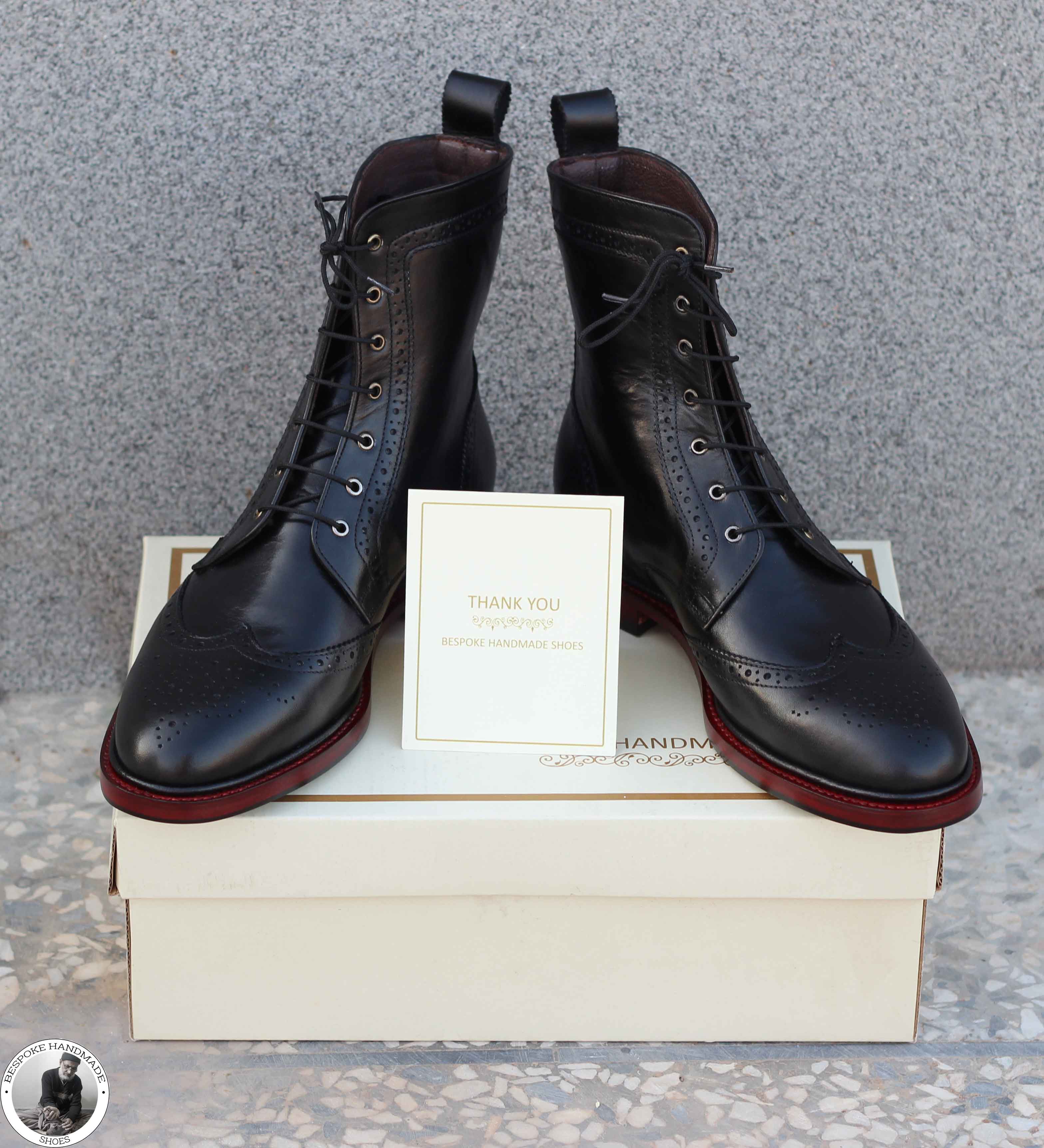 High Ankle Wingtip Brogue Lace Up Party Derby Boot