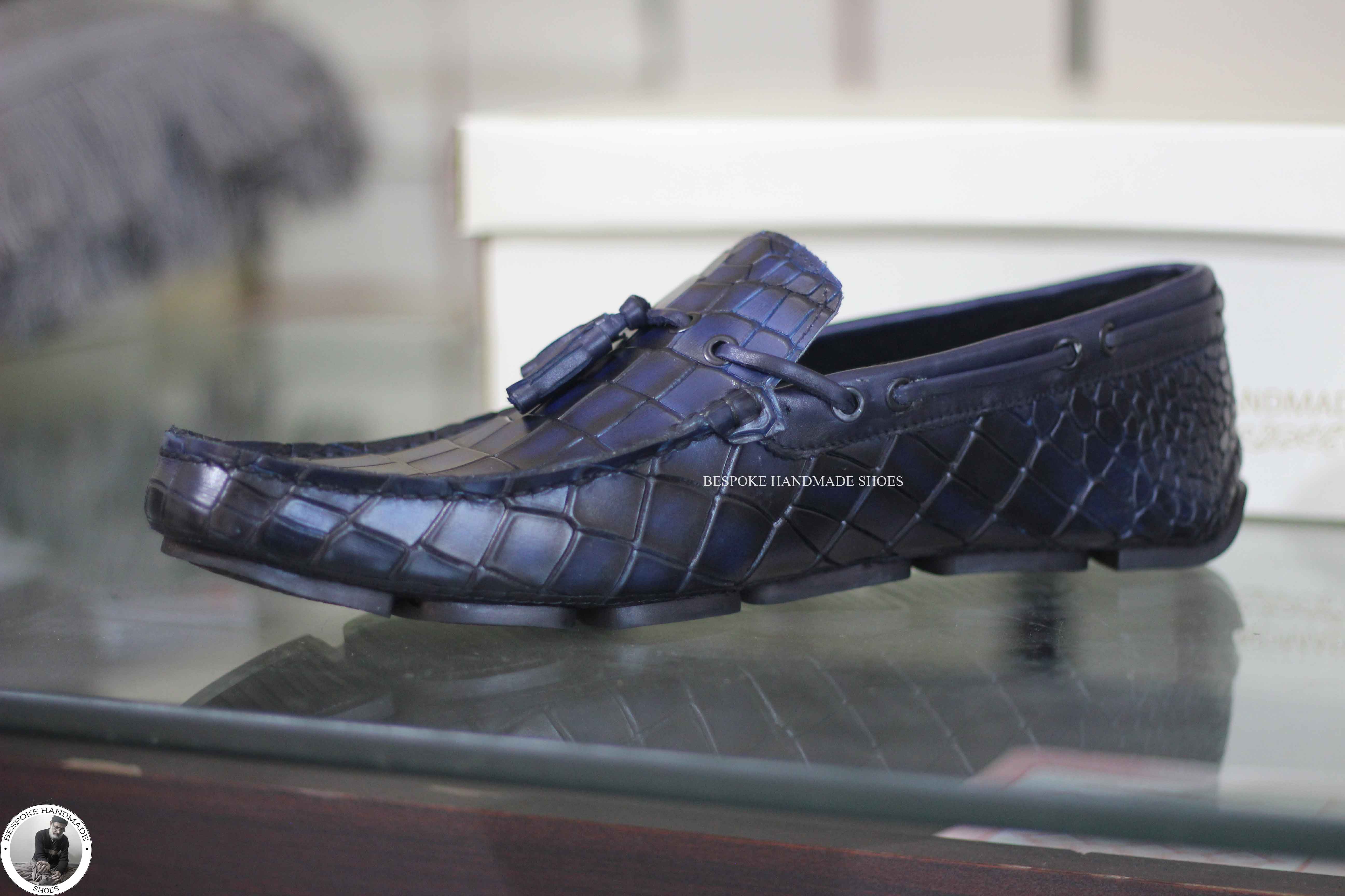 Bespoke Men's Handmade Black Leather Slip On Leather Tassel Loafer Casual Men's Shoes