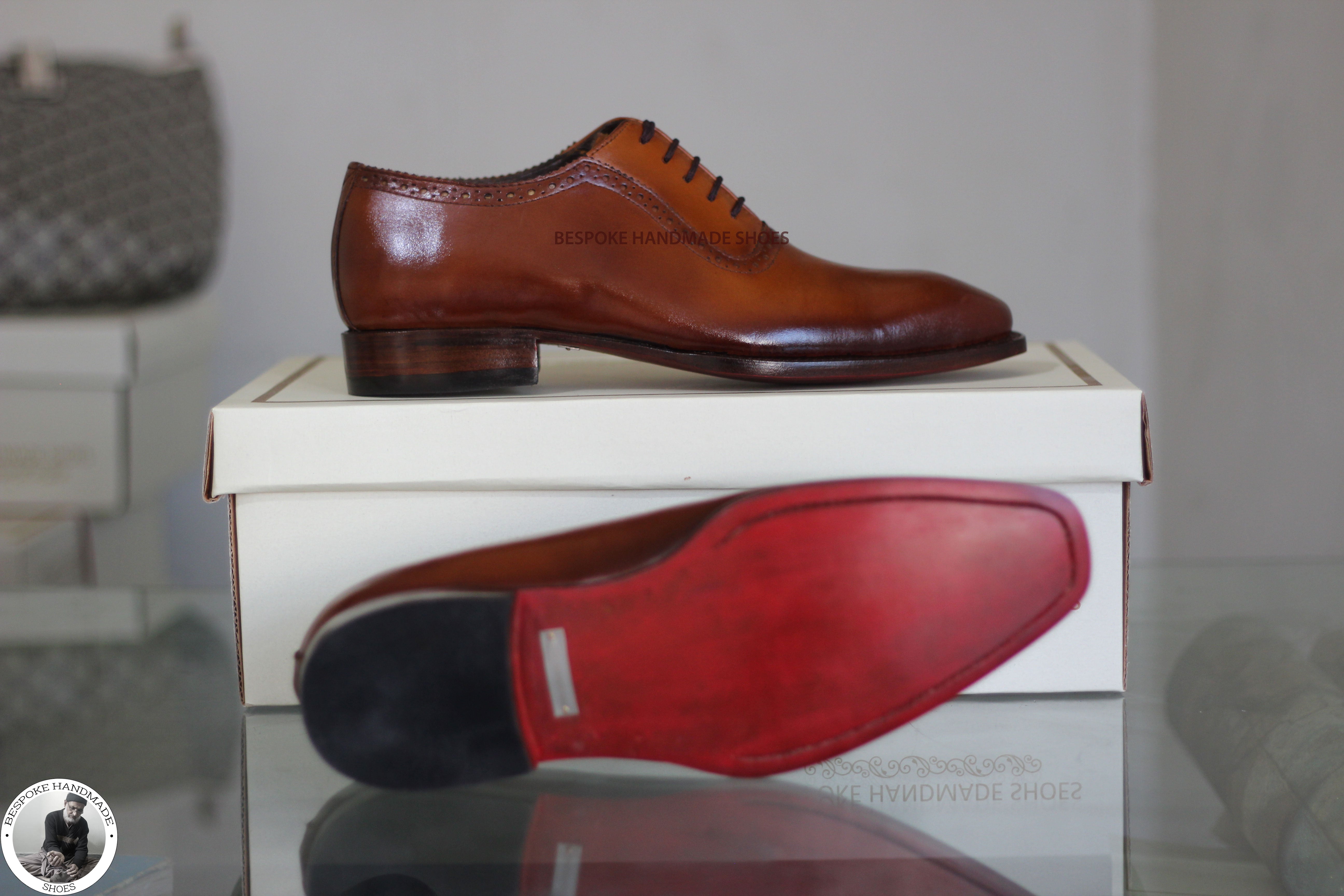 Tan Leather Oxford Lace up Shoe