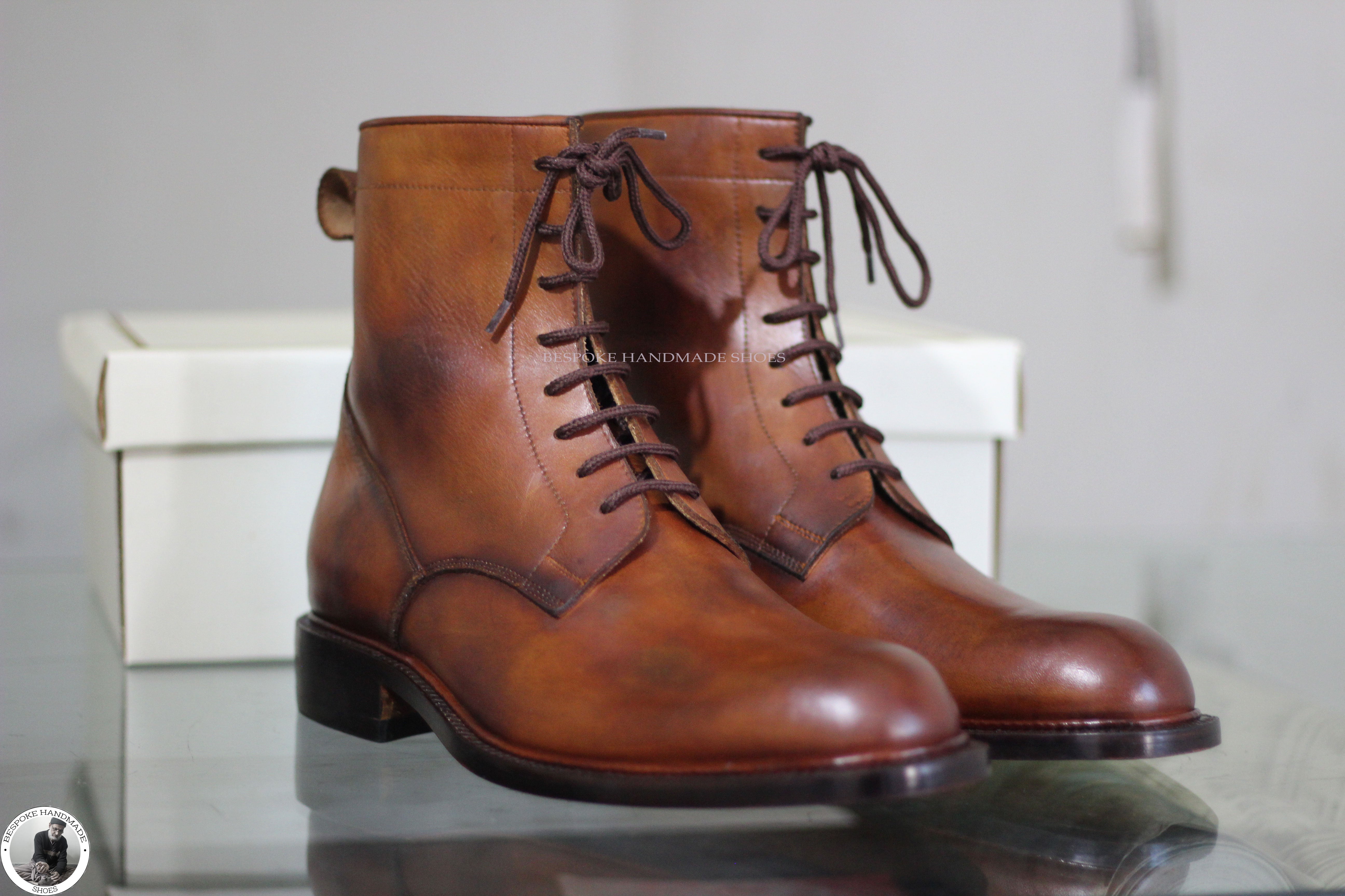 High Ankle Lace Up Derby Whole Cut Formal Boot