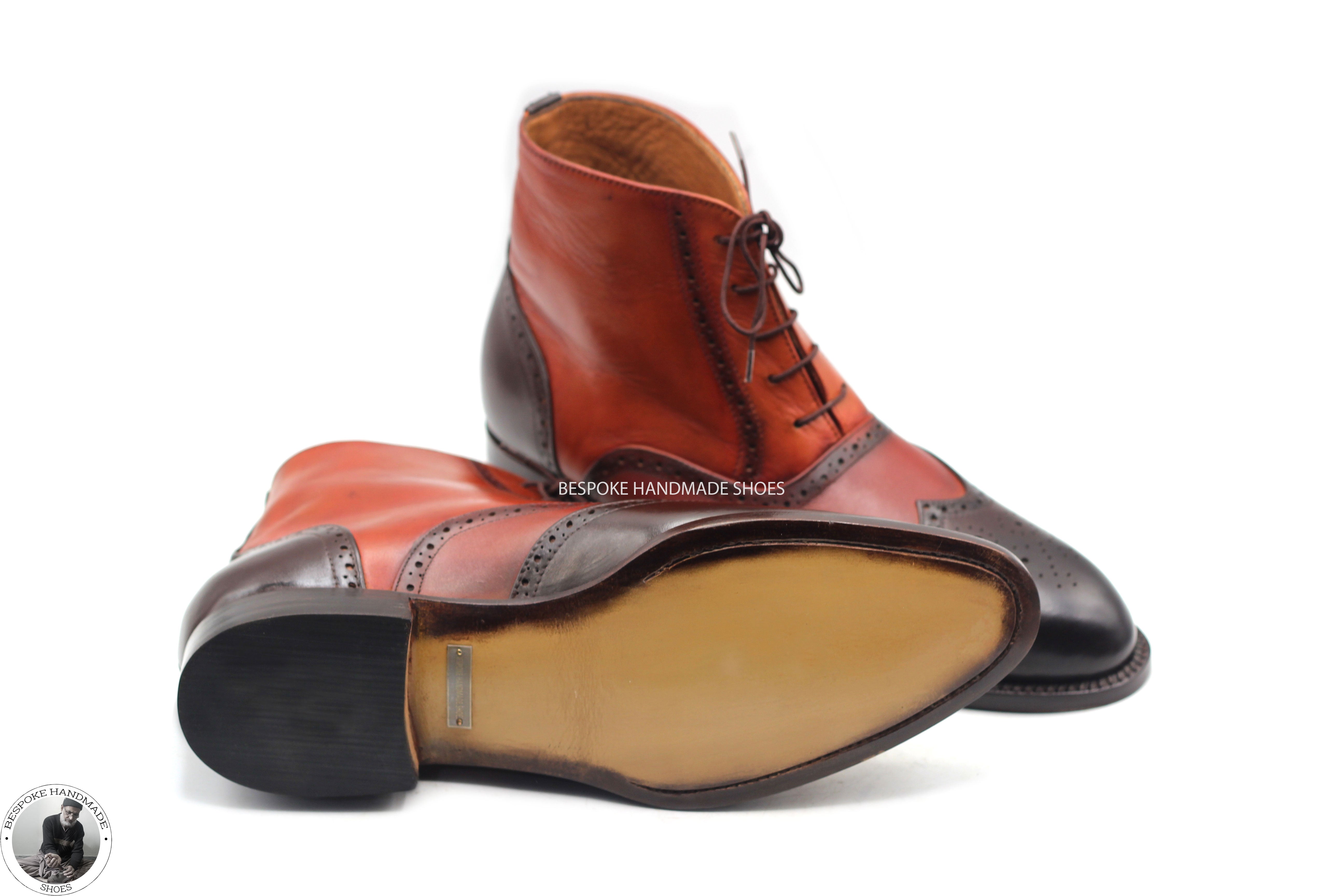 High Ankle Lace Up Derby Wingtip Brogue Boot