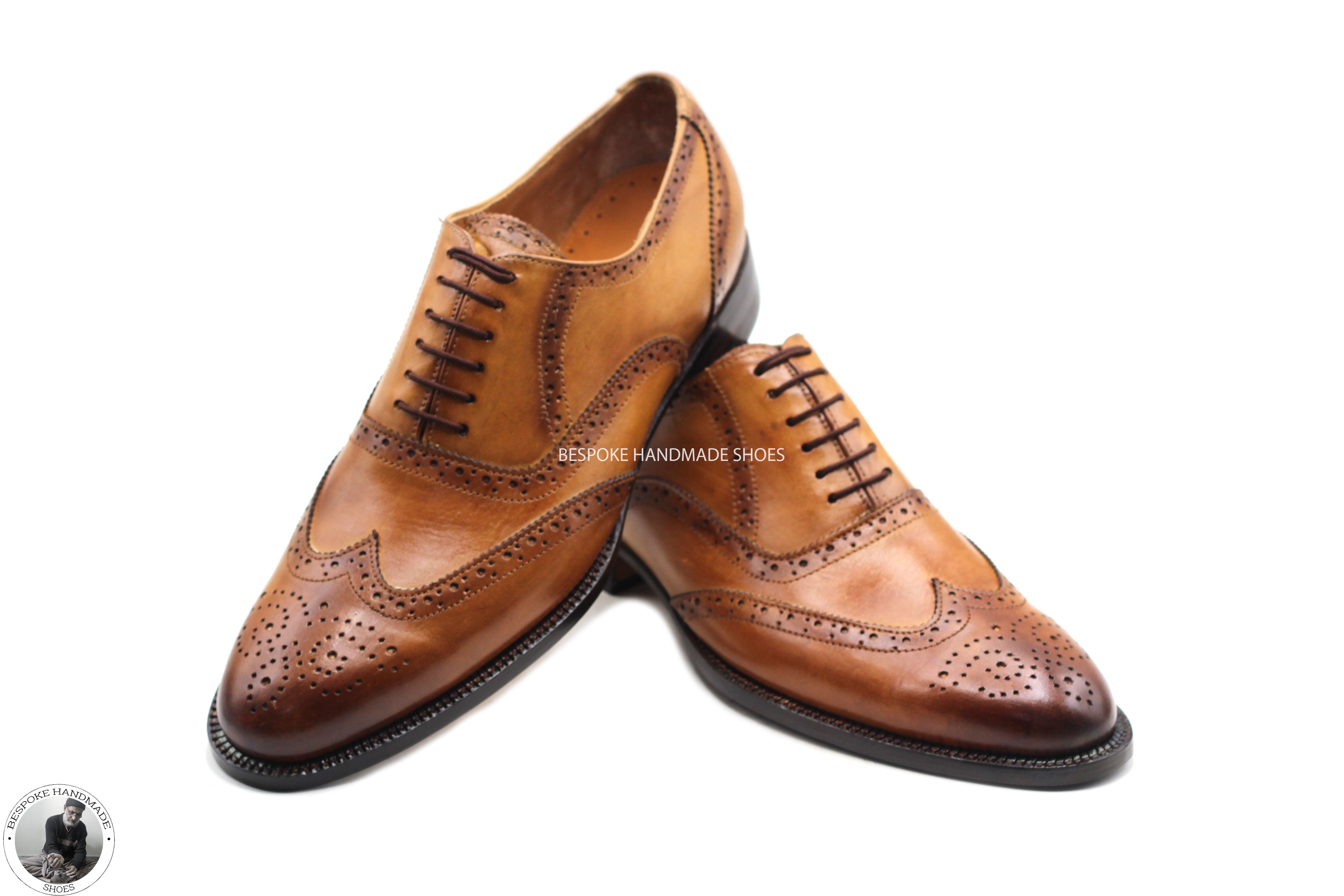 Handmade Men's Tan Color Leather Wingtip Brogue Oxford Lace up Dress Shoes Men'sHandmade Men's Tan Color Leather Wingtip Brogue Oxford Lace up Dress Shoes Men's
