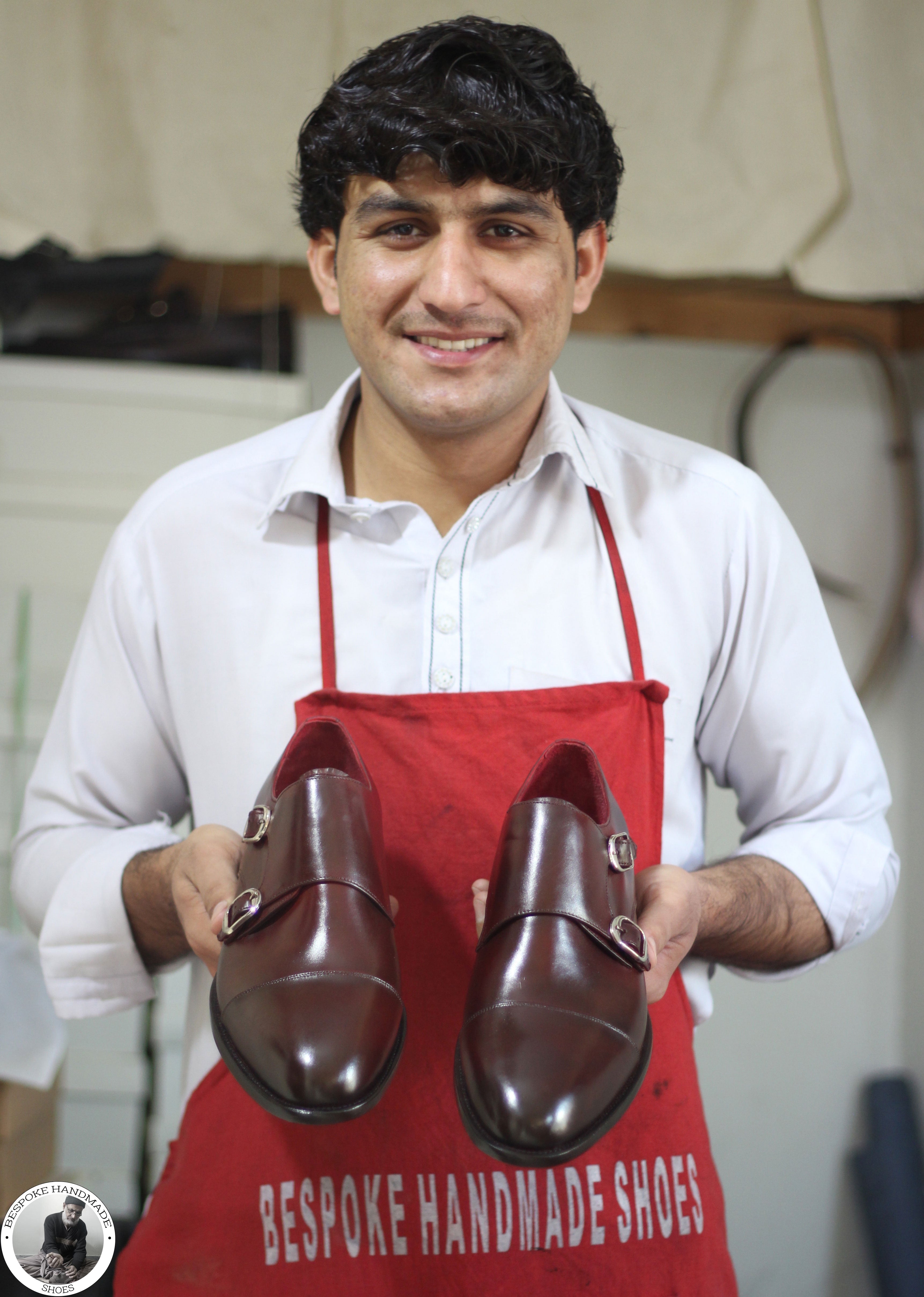 Buy Handmade Brown Color Leather Double Monk Strap Toe Cap Formal Shoes For Men