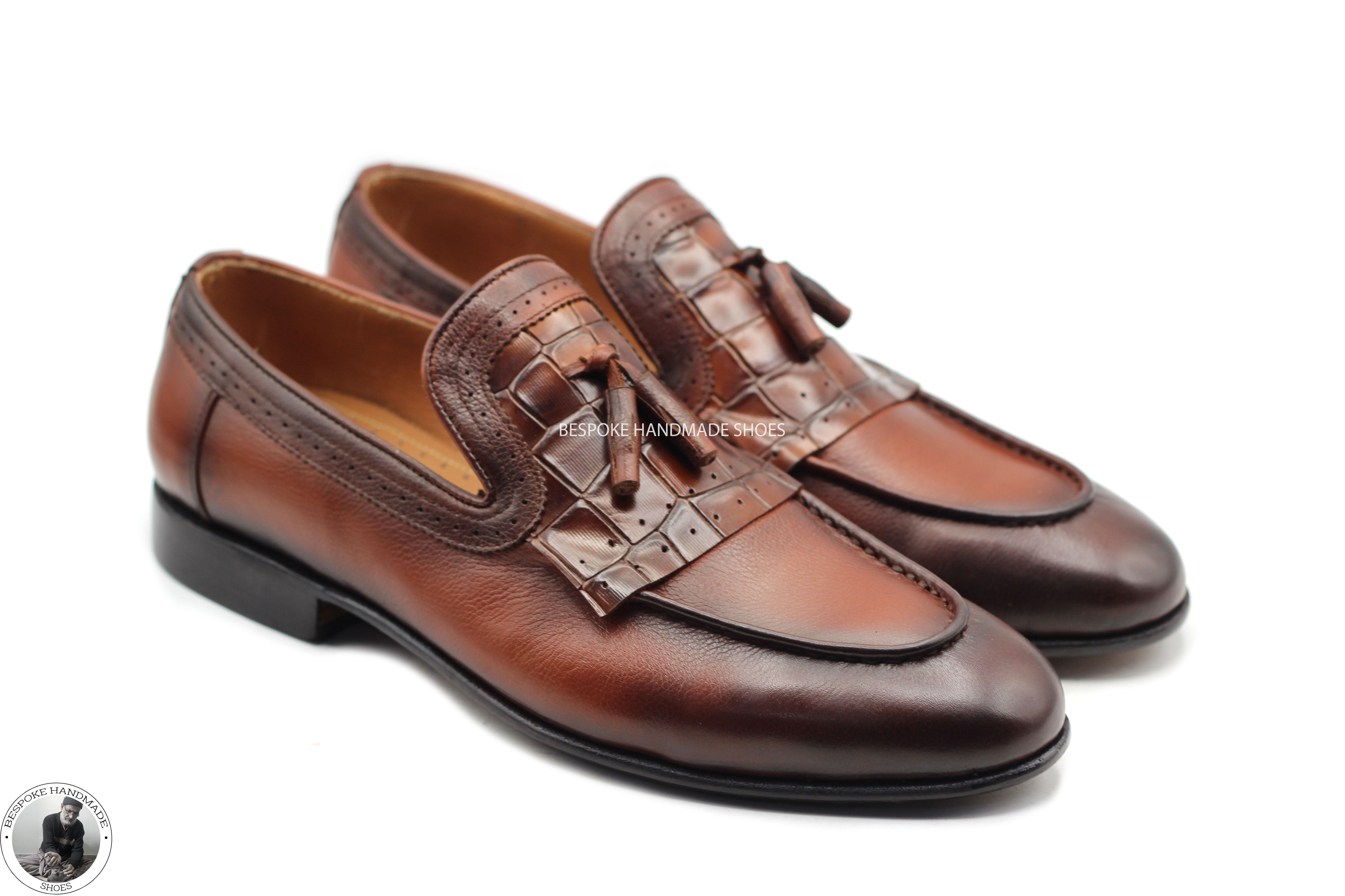 New Handmade Men’s,  Brown Color Leather Tassels Slip on Loafer Fashion Shoes For Men's
