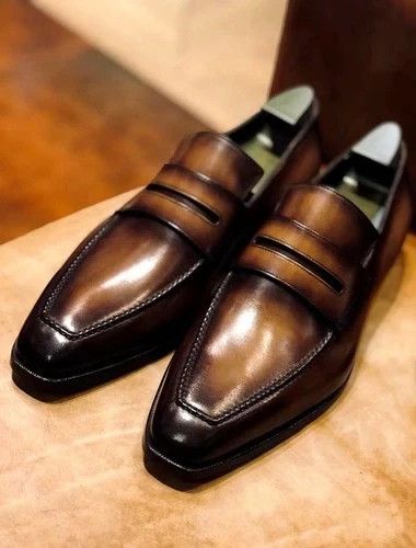 Bespoke New Men's Handmade Brown Leather Moccasin Casual Wear Business Shoes
