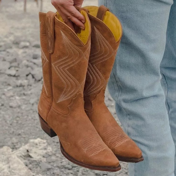 Men's Genuine Brown Leather Suede Quality Handcrafted Western Dress and Formal Boots