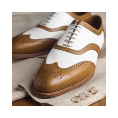 Custom Made Men's Bespoke Men's Handcrafted Two Tone Leather Oxford Lace Up Brogue Wingtip Formal Shoe Formal Casual Shoes Men