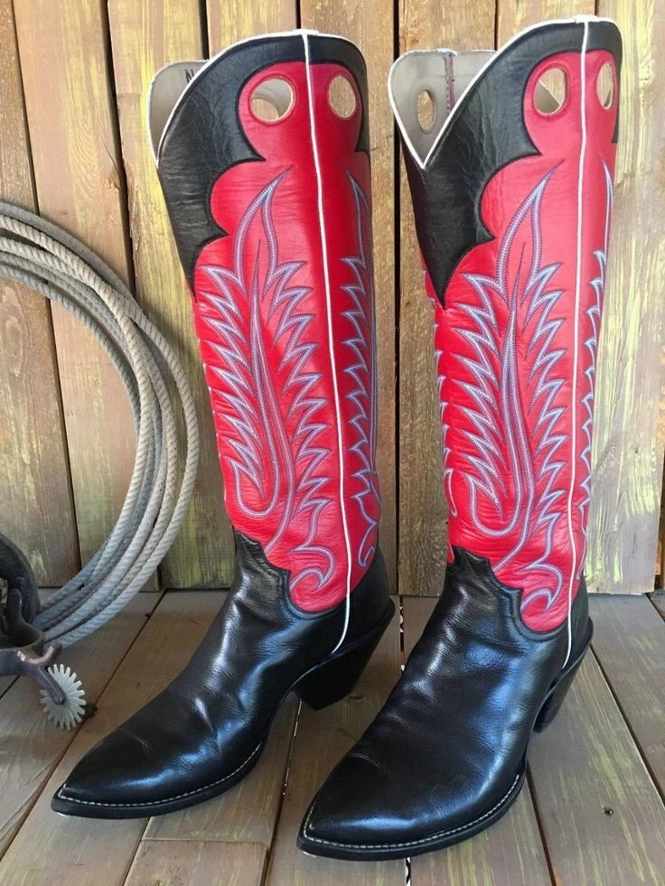 Men's Handmade Black, Red Leather Cowboy Western Party Wear Dress Fashion Boots