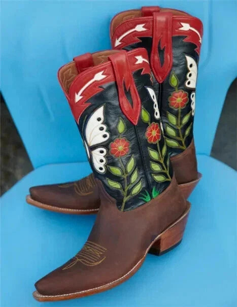 Good Year Welted New Men's Cowboy Black Ranch Butterfly Western Dress Casual Boots Men