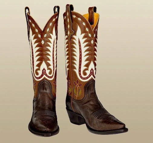 Bespoke Men's Handmade Brown Color Leather Cowboy Western Casual Wear Boots Men