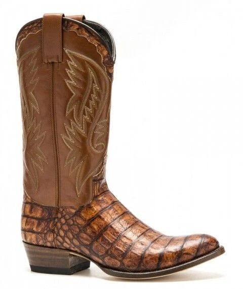 Premium Quality Custom Made Men's Brown, Tan Alligator Leather Cowboy Western Boots