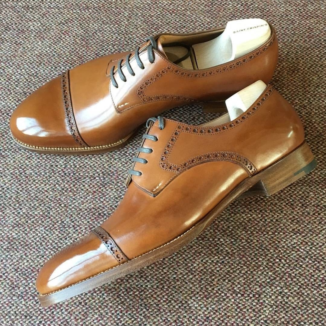 Handstitched Brand New New Men's Handmade Tan Color Leather Oxford Lace Up Cap-Toe Formal Fashion Shoe For Wedding, Party, Event Shoes