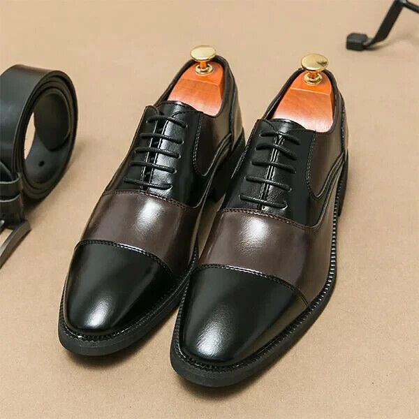 Bespoke New Men's Two Tone Leather Business Shoes Toe-Cap Formal Dress Shoes