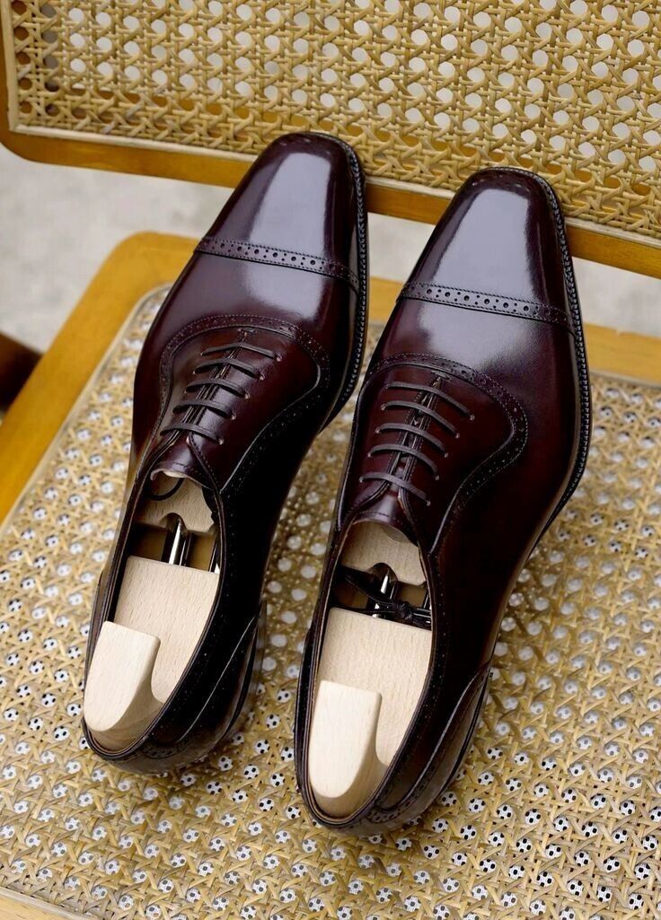 Bespoke Tailor Made Men's Real Leather Classic For Men Dress Burgundy Wedding Shoes