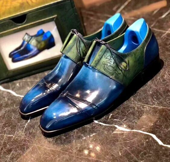 Bespoke Handcrafted Leather Cap-toe Dress Shoes-Two Tone For Men Party & Wedding Formal