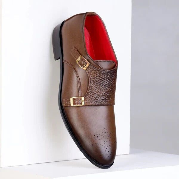 Bespoke Hand Made Handcrafted Double Monk Strap Buckled Shoes Customized For Men's