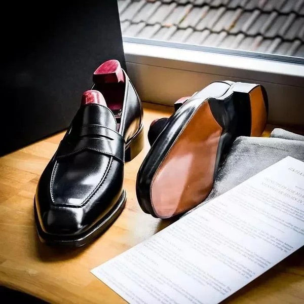Bespoke New Men's Black Color Leather Oxford Slip On Moccasin Casual Dress Shoes